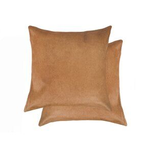 Natural Home Decor Torino Cowhide Pillow | 2-Piece | Tan | 18"x18"